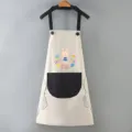 Grembiule da cucina impermeabile con stampa coniglietto pasquale e tasca nera utile. - Grigio con tasca nera (modello asciugamani)