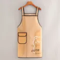 Grembiule impermeabile in TPU trasparente con stampa orso carino e tasca cucina - Tasca Laterale Orso / Regolare 75cm / Arancione