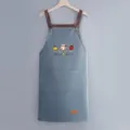 Waterproof kitchen apron with pockets cute fruit print grey cooking chef work wear - Regular Fit / Leather Blue