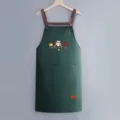 Waterproof kitchen apron with pockets, adjustable cross straps, dark green cooking bib for home use - Regular Fit / Dark Green