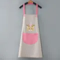Grazioso grembiule da cucina con cervo e tasche rosa, comodo per uso domestico quotidiano. - Grigio con tasca rosa