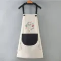 Cute kitchen cooking apron waterproof oilproof style with pocket cute rabbit print variant - Hand-wipe Style / Grey with Black Pocket