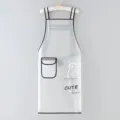 Grembiule da cucina trasparente e impermeabile in TPU con pratica tasca per la casa - Tasca Laterale Orso / Esteso 95cm / Bianco