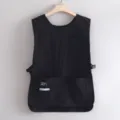 Gilet grembiule da lavoro nero, fibbia regolabile, tasche multiple per cucina e divisa da caffè. - Nero