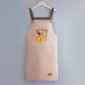 Cute Japanese style canvas kitchen apron with pockets and print design for cooking. - Regular Fit / Dusky Pink