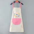 Cute easter bunny kitchen apron with pink pockets and hand towels, waterproof fabric. - Grey Apron with Pink Pocket & Hand-Wipe
