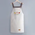 Grembiule da cucina impermeabile bianco sporco con spalline marroni, stampa carina e tasca. - Stile Asciugamani / Grigio
