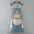Grembiule da cucina impermeabile con tasche e asciugamani, design cervo carino blu e rosa - Azzurro polvere con tasca rosa