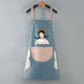 Grembiule da cucina impermeabile carino con tasche e asciugamani in blu e rosa. - Modello standard (senza asciugamani laterali) / Azzurro polvere con tasca rosa