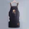 Grembiule da lavoro impermeabile con tasche e stampa di orso, ideale per cucina e ristorante. - Stile Asciugamani / Nero