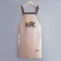 Grembiule da cucina impermeabile cachi con stampa di orsetto, tasca e asciugamani. - Stile Asciugamani / Rosa pelle