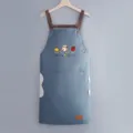 Grembiule da cucina impermeabile con tasche, bretelle incrociate e stampa carina. - Stile Asciugamani / Blu cuoio