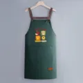 Green kitchen apron with pocket waterproof cooking bib stylish cute apron for women men adult - Regular Fit / Dark Green