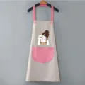 Simpatico grembiule da cucina giapponese impermeabile olio rosa beige pulizie - Grigio con tasca rosa