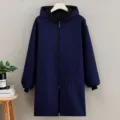Cappotto da lavoro con cappuccio foderato in pile blu scuro maniche lunghe impermeabile - 5XL / Blu