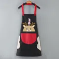 Grembiule da cucina impermeabile con asciugamani tasche simpatico cervo per cucinare - Nero con tasca rossa