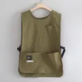 Chaleco delantal verde oliva, ropa de trabajo ajustable con bolsillos para café y diario. - Caqui Oscuro