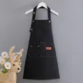 Delantal de pintura negro para niños, impermeable con bolsillos y correas ajustables. - Negro