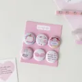 Set of six 25mm cute cartoon badge pins for DIY crafts and bag decoration - 6 Pieces/Set / Pink