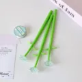 Creative green rose-shaped crystal pens with leaves, unique stationery gift for students - Blue