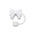 Copertura per cannnuccia in silicone bianco a fiocco per tazza, topper antipolvere carino. - Bianco