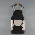 Grembiule da cucina nero con tasche asciugamani e spalline regolabili per cucinare - Stile con asciugamani - con asciugamano / Nero con tasca grigia