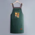 Waterproof kitchen apron for cooking, cute cartoon print design, oil-proof work clothes. - Regular Fit / Dark Green