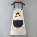 Grembiule da cucina impermeabile da donna, antiolio, stile giapponese carino per cucinare in casa. - Modello standard (senza asciugamani laterali) / Grigio con tasca nera