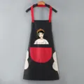 Cute waterproof kitchen apron for women, black and red fashion workwear with pockets. - Black with Red Pocket