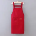 Grembiule da lavoro rosso impermeabile in cotone poliestere cucina cuoco bavaglino - Stile Bretelle / Borgogna