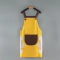 Grembule da cucina impermeabile con tasche e asciugamani, design giallo per la casa. - Giallo con tasca caffè