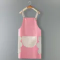 Grembiule cucina impermeabile rosa con tasche asciugamani, elegante abito da lavoro cucina - Rosa con tasca grigia