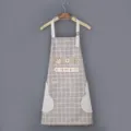 Grey plaid waterproof kitchen apron with hand wipe towels and pockets for cooking and baking tasks - Hand-wipe Style / Gray