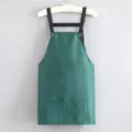 Short kitchen apron for home cooking, lightweight and breathable for restaurants. - Strap Style Green
