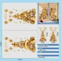 Golden Christmas tree and snowman window stickers for holiday shop display decoration - 40*80cm x 2 Sheets / Gold Christmas Elements Set (DRHSDJ-019)