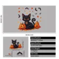 Halloween electrostatic window sticker featuring a cartoon black cat and pumpkin graphics - Adhesive Backing / 30x30cm