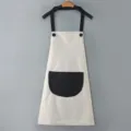 Grembiule da cucina impermeabile per adulti con girocollo e tasca nera, stile di cottura. - Grigio con tasca nera