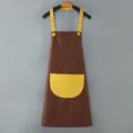 Grembiule da cucina marrone e giallo per adulti, impermeabile con tasca grande e lacci da collo. - Caffè con tasca gialla