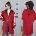 Red thickened long sleeve waterproof hooded workwear jacket coat casual unisex outerwear - XL / Red