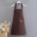 Delantal infantil marrón de lona, bata impermeable de pintura con bolsillos para niños y niñas. - Café