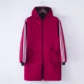 Red hooded long sleeve waterproof work apron winter warm outdoor jacket with pockets - XL / Red