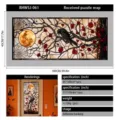 Decorative stained glass style Halloween window sticker featuring moon and raven - Static Cling Style (RHWSJ-061) / 45x100cm