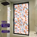 Colorful floral pattern frosted static cling window film providing bathroom privacy - Floral Contrast Style (BLT-332) / 30*60cm