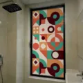 Static cling frosted privacy window film with colorful geometric Bauhaus pattern - Opaque Privacy Sun Protection Static Cling Style / 30*60cm
