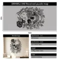 Black and white skull wall sticker with morning glory vines and intricate floral details - 40*50cm