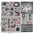 Pegatinas estáticas de Halloween para ventanas con calaveras y murciélagos - Combo Esqueleto Demonio (DRHWSJ-015)