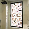 Frosted static cling bathroom privacy window sticker with cute cartoon animal patterns - Cartoon Animal Lion Dog (BLT-326) / 30*60cm