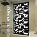 Black and white geometric frosted window film for bathroom privacy, static cling application. - Abstract Geometric Art Style (BLT-328) / 30x60cm