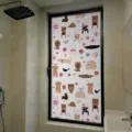 Static frosted window film with cartoon animals for bathroom privacy and sun protection - Cartoon Animal Lion Dog - Opaque Style (BLT-326) / 30*60cm