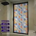 Static cling privacy frosted window film with geometric colorful patterns for bathroom - Opaque Privacy Sunshade / 30*60cm